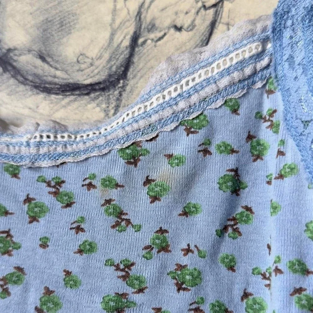 Copper Key Y2K Coquette Blue Floral Lace Cami Tank Top Womens XS/S